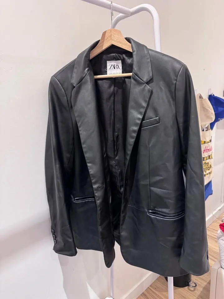 Zara Faux Leather Blazer (Size M) - photo 3
