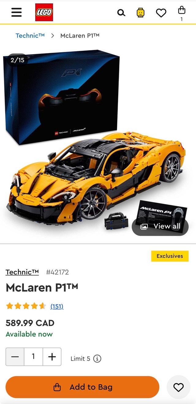 Lego McLaren P1 Technic - Brand New Sealed