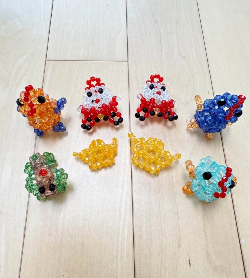 Handmade Beaded Animals, Santa Claus and Crowns
