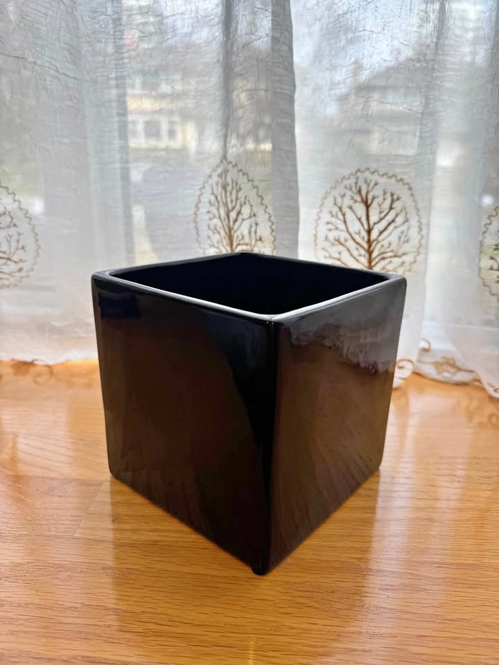 Black Square Ceramic Decorative / Plant Pot