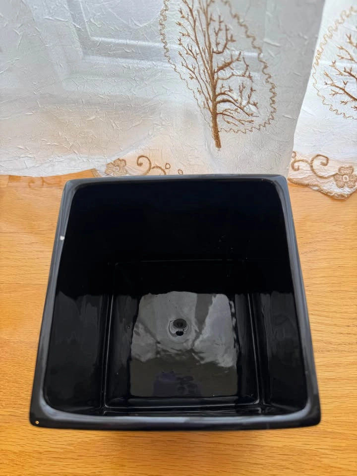 Black Square Ceramic Decorative / Plant Pot - photo 3