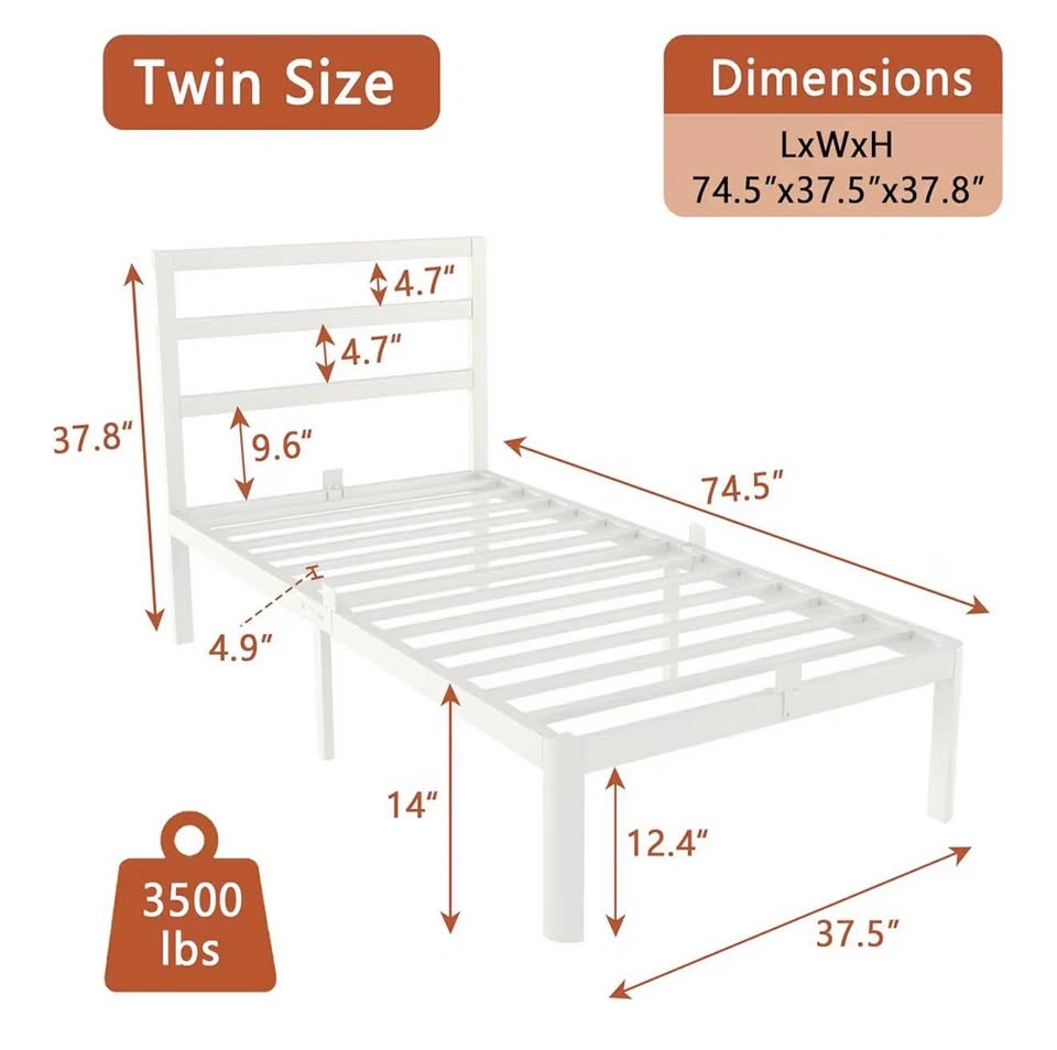 14 Inch Twin Bed Frame with Headboard - photo 2