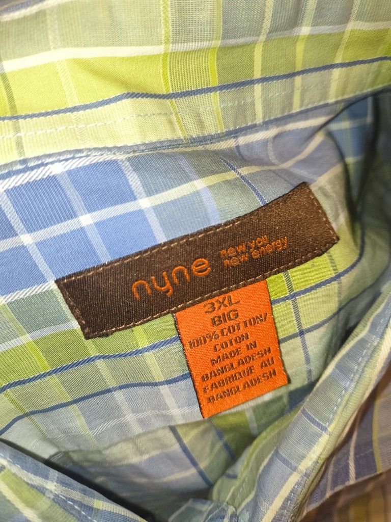 Nyne Men's Shirt 3XLT Long Sleeve Multicolor Stripes