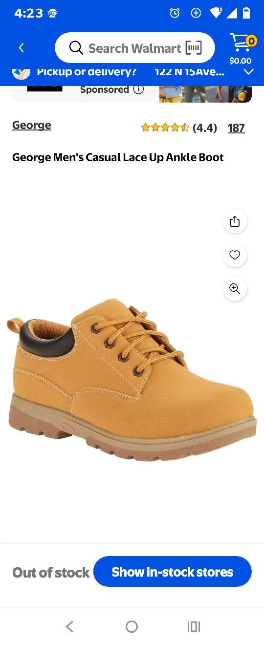 George Men's Casual Lace Up Ankle Boot size 12 - photo 5