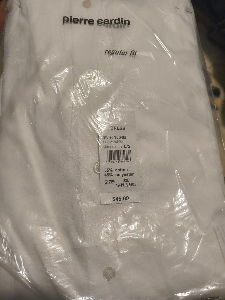 Pierre Cardin Dress Shirt White Long Sleeve Size 3XL