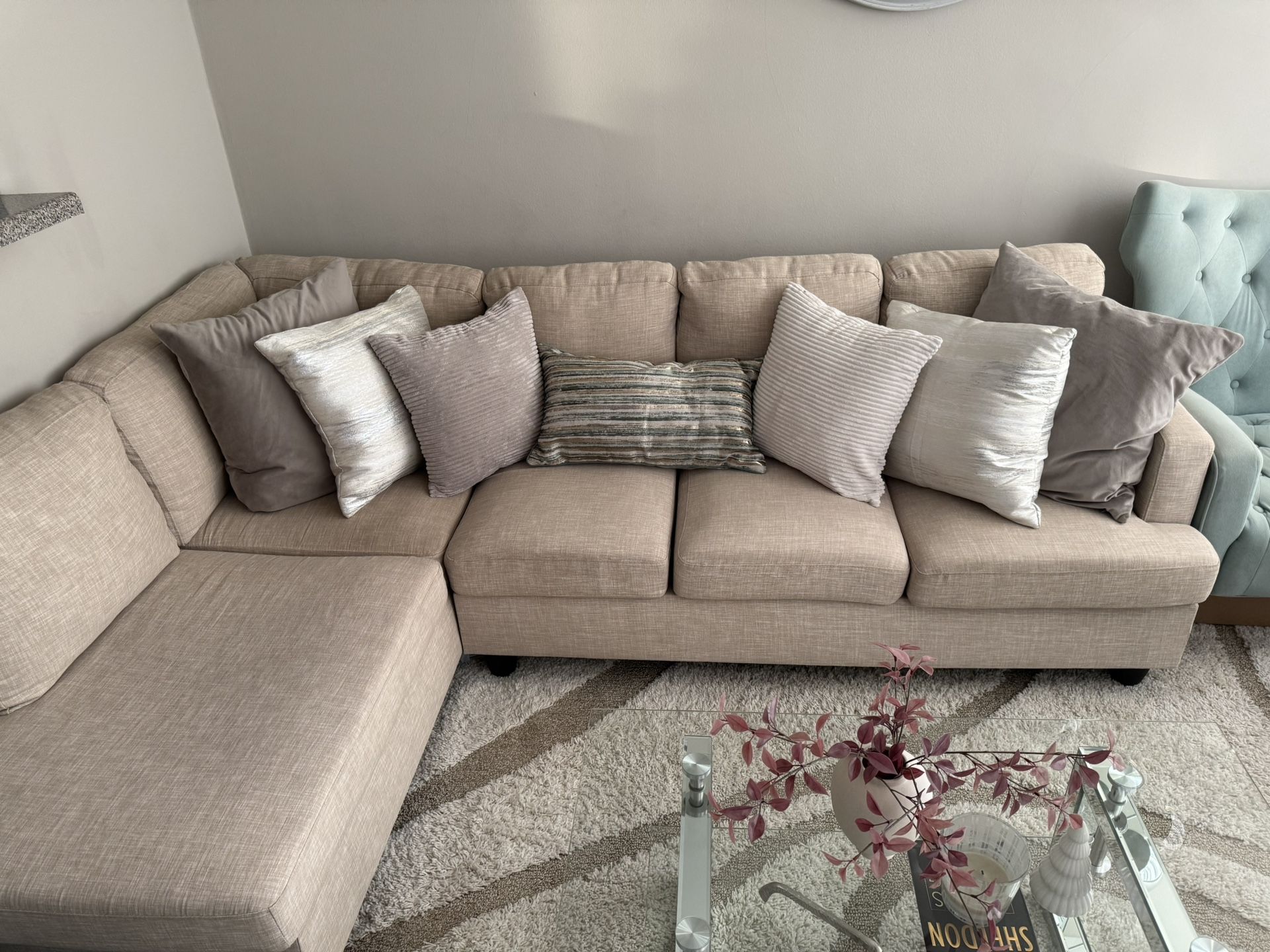 Beige Sectional Sofa with Chaise – Must Go