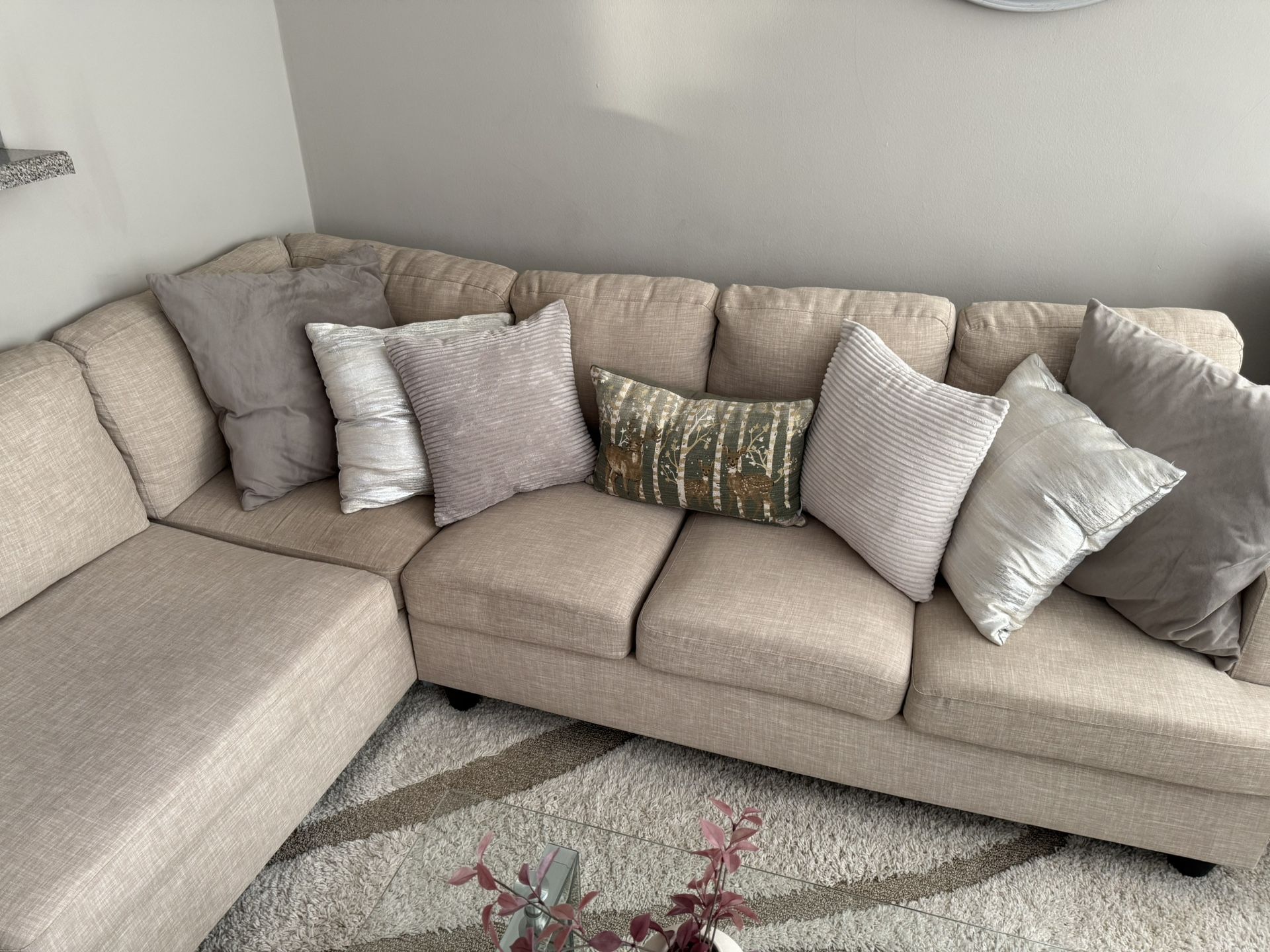 Beige Sectional Sofa with Chaise – Must Go - photo 4
