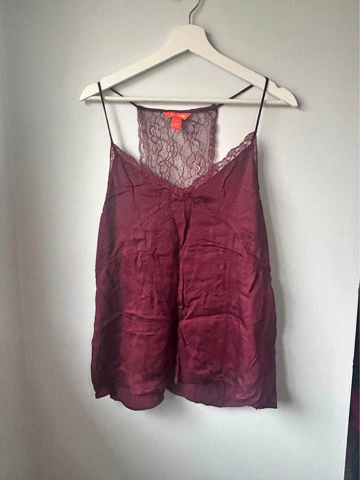 New Joe Fresh Burgundy Lace Racerback Camisole L/G