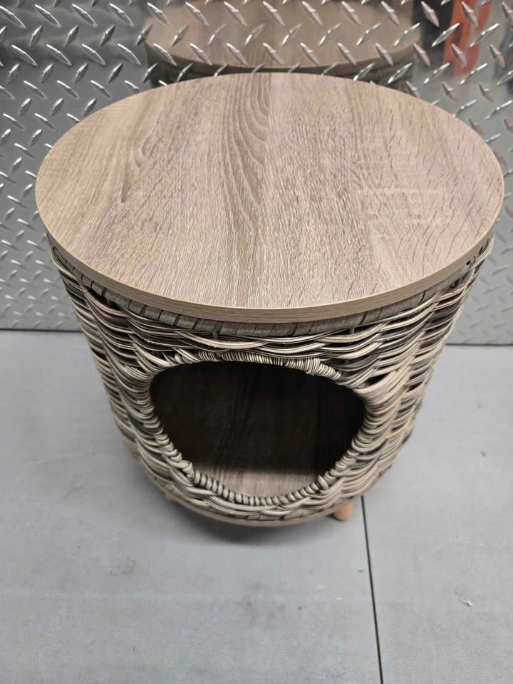 Woven Pet Bed Cat House w/ Wood Top - photo 2