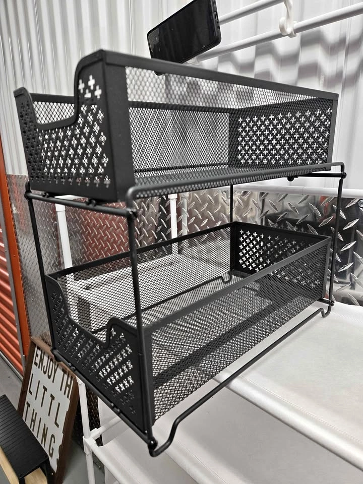 Black 2-Tier Metal Mesh Organizer