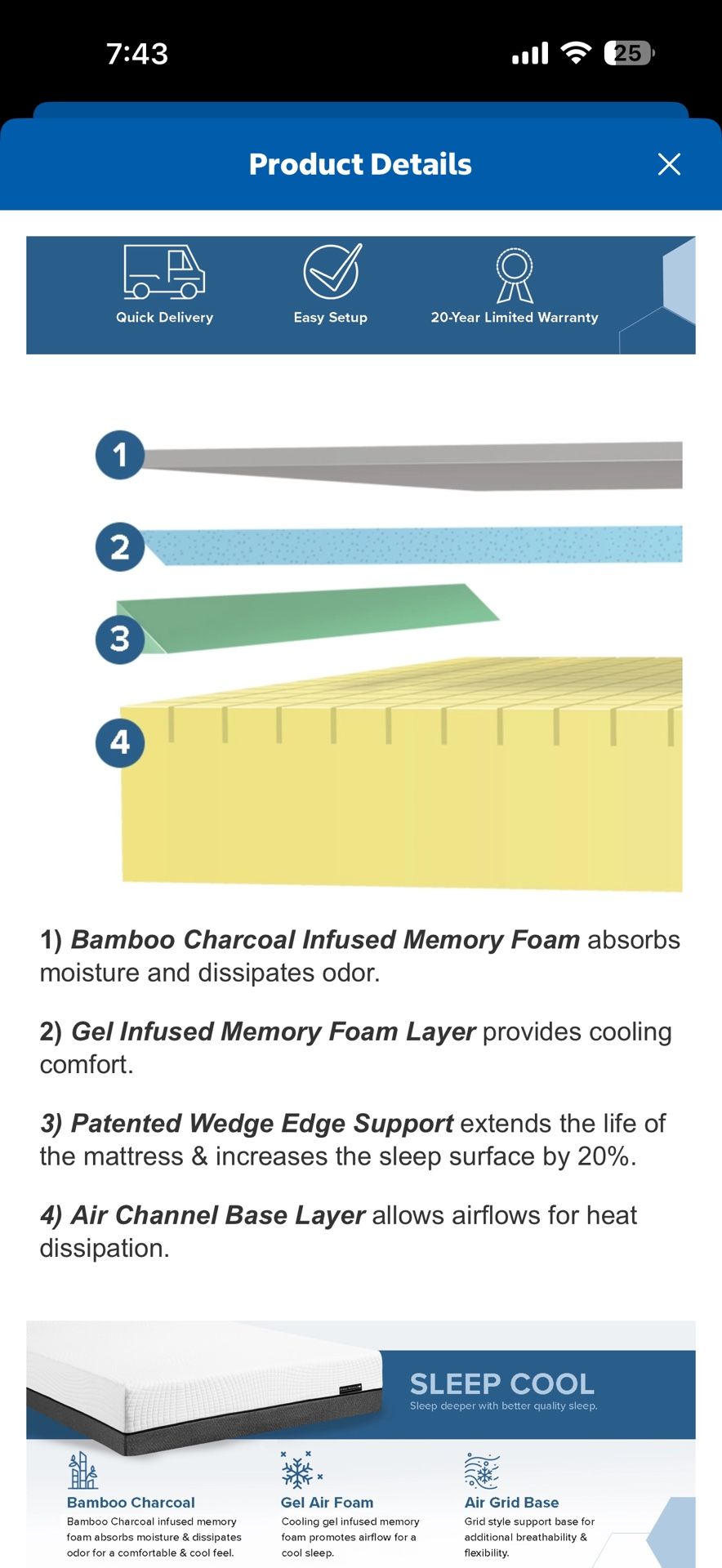 Sleep Science 13” Bamboo Cool King Mattress - photo 3