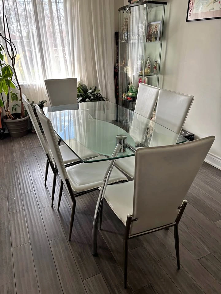 Glass Dining Table & Chairs Set