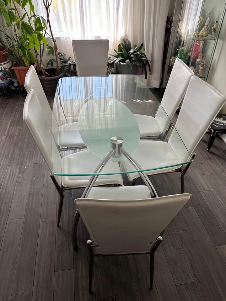 Glass Dining Table & Chairs Set - photo 2