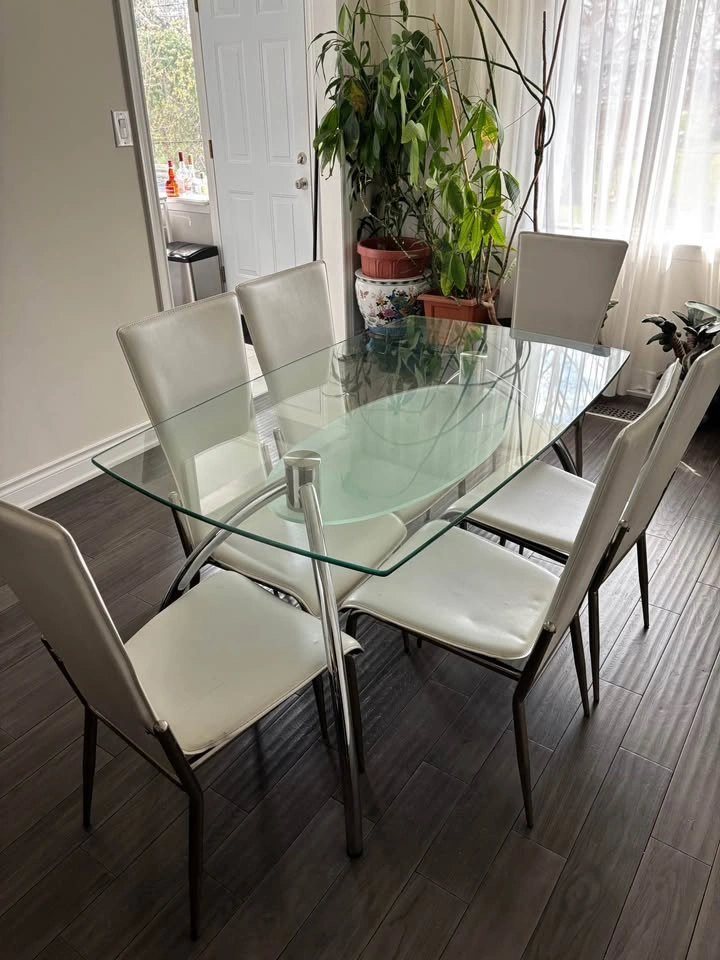 Glass Dining Table & Chairs Set - photo 3