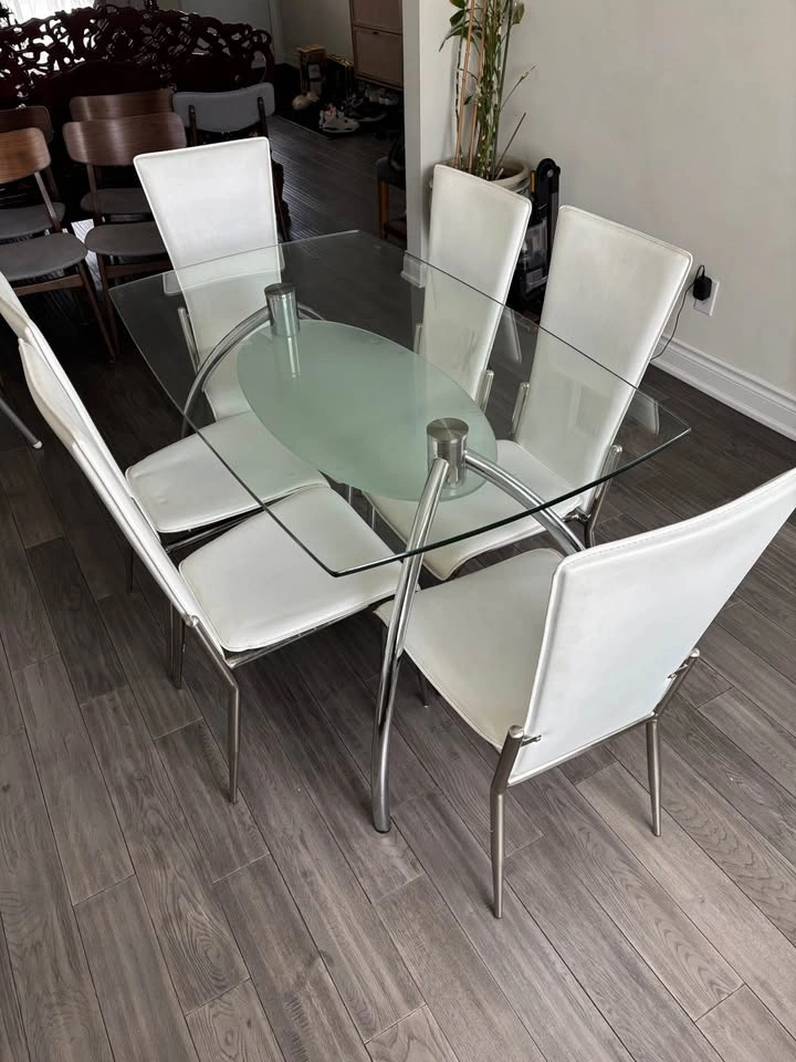 Glass Dining Table & Chairs Set - photo 4