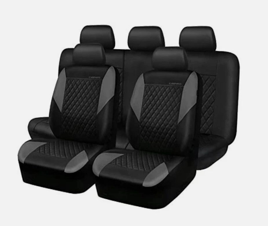 CAR PASS Quilting Leather Seat Covers Full Set, Universal Waterp