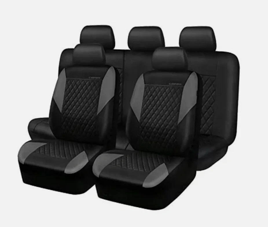 CAR PASS Quilting Leather Seat Covers Full Set, Universal Waterp