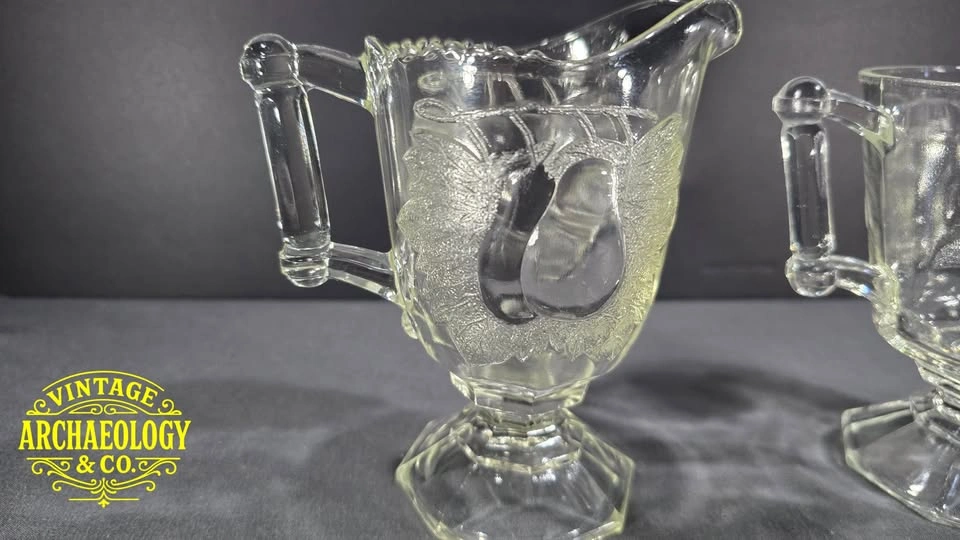 Pressed Glass Creamer & Sugar Bowl - Baltimore Pear - photo 2