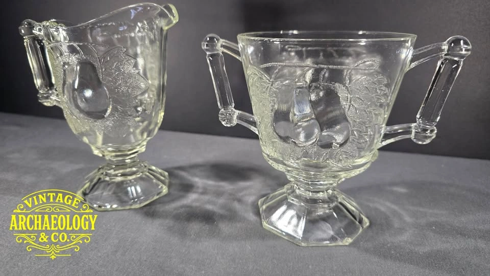 Pressed Glass Creamer & Sugar Bowl - Baltimore Pear - photo 3