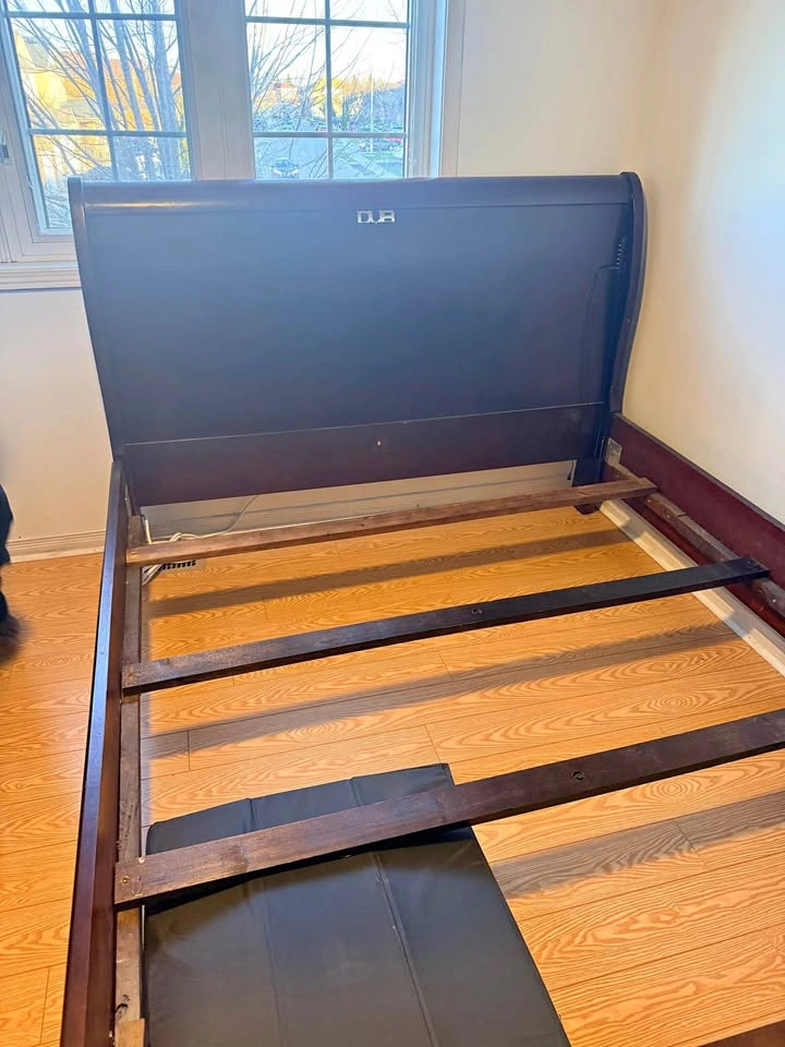 Queen Size Bed Frame w/ 2 Mattresses & Box Spring