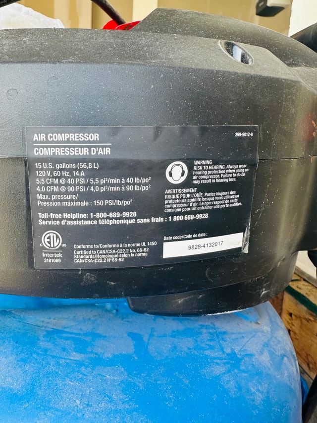 Mastercraft Air Compressor - 15 Gallon - photo 3