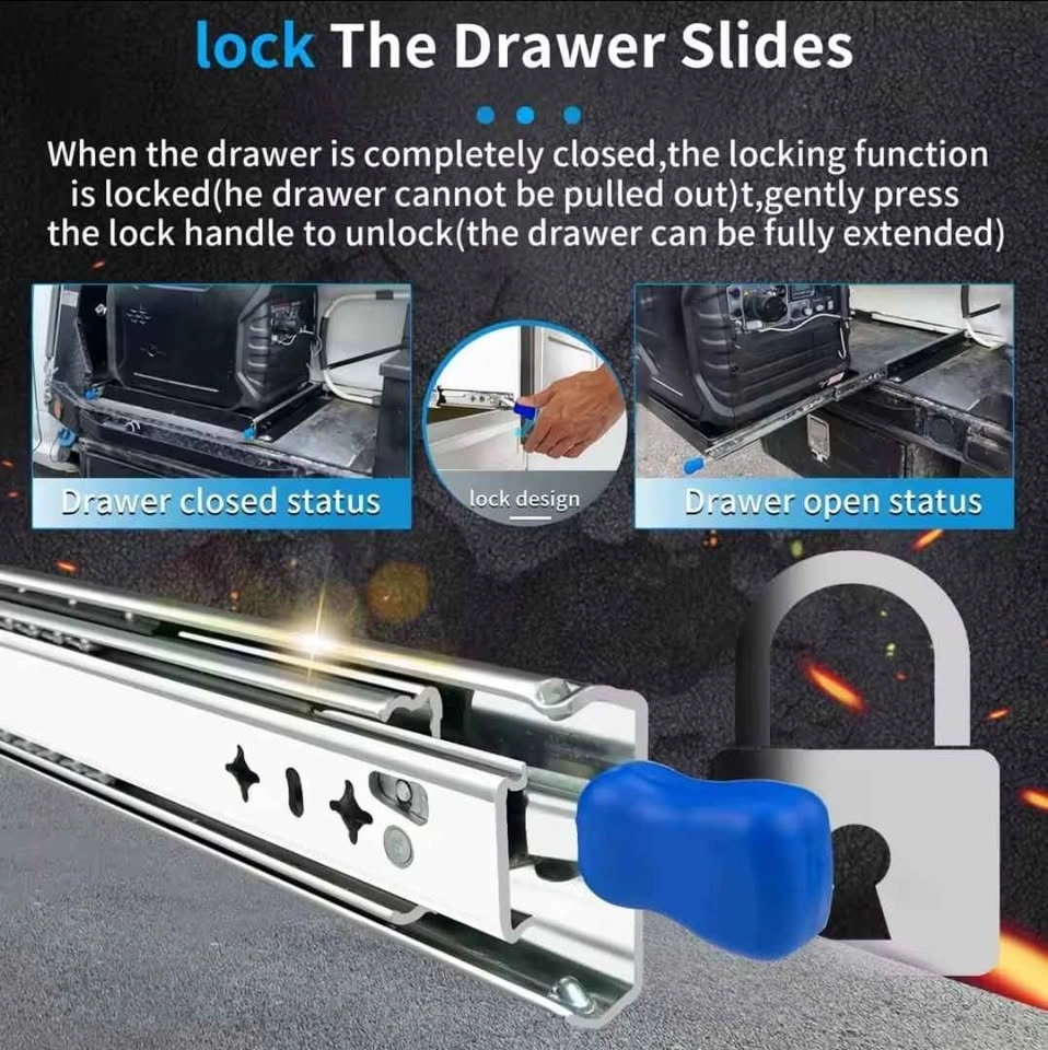 Heavy Duty Drawer Slides w/ Lock - 185 lb - Half Drawers - photo 2
