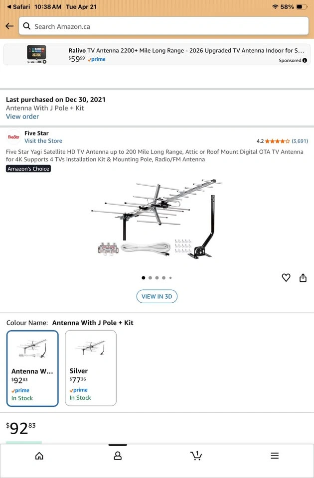 FiveStar Antenna FSA-5812 4K HDTV Digital TV Antenna New - photo 4
