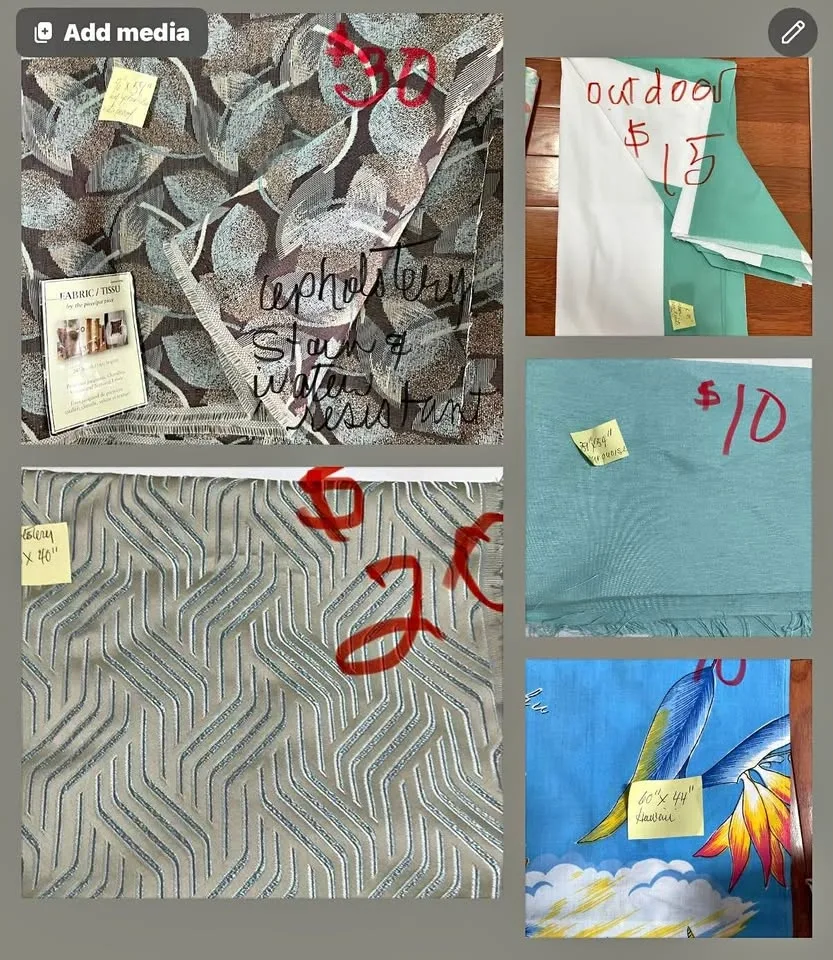 Various fabrics, sewing and upholstery