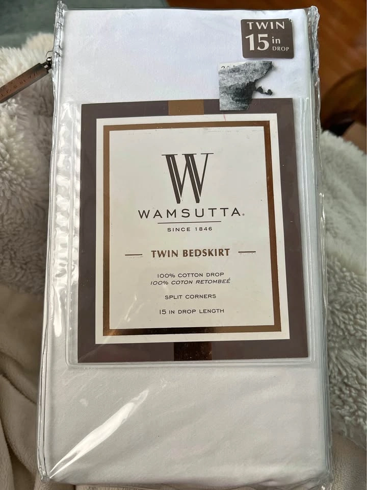 Wamsutta Twin White Bedskirt 400 Thread Count 15in Drop