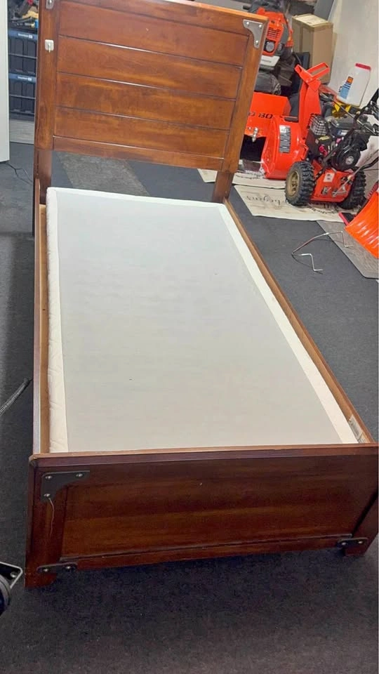 Twin Wooden Bed Frame with Adjustable Base