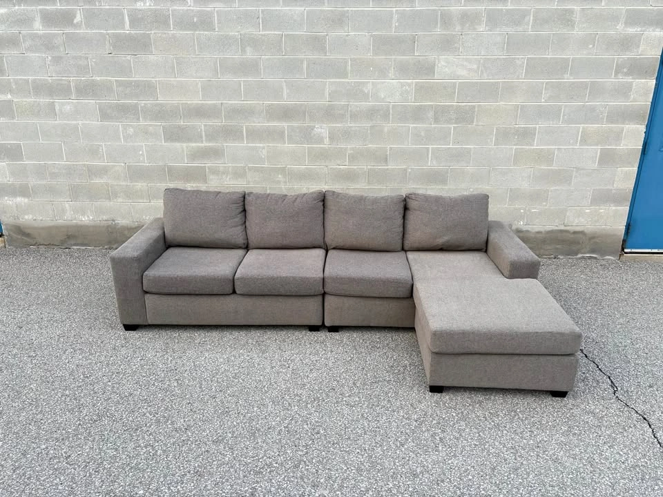 Large Grey Sectional Sofa with Reversible Chaise - Free Delivery