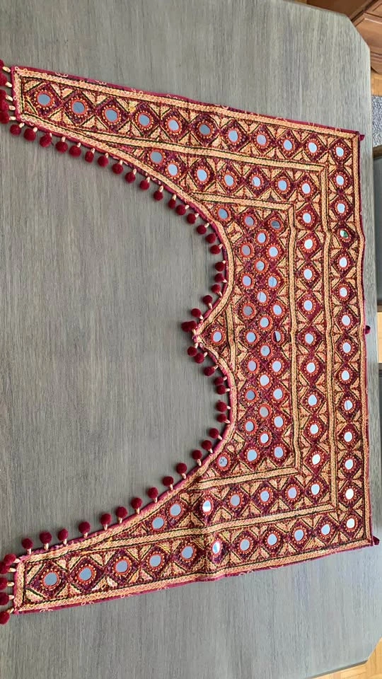 Vintage Indian Toran Door Valance - Hand-Embroidered Mirror Work
