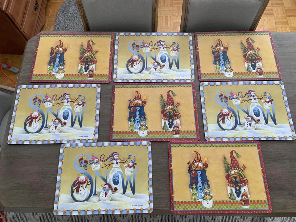 Christmas Placemats Set (8) – Snowman Design - photo 4
