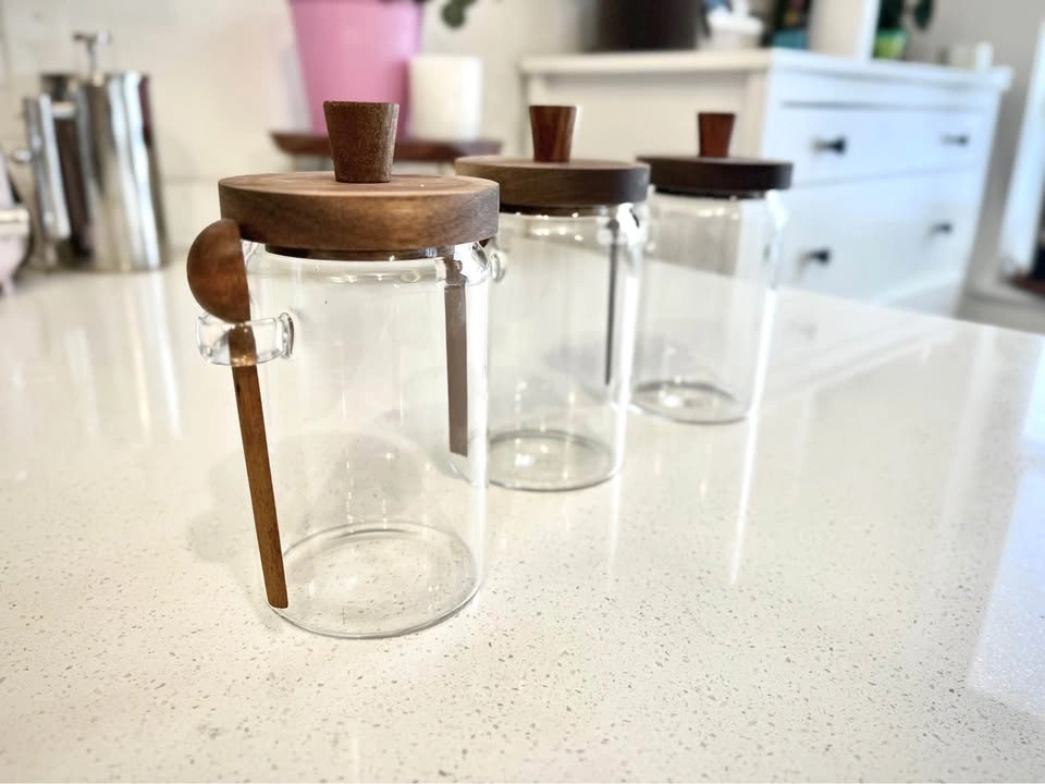Glass Storage Jar Set with Wooden Lids & Spoons 900 mL (30.4 oz) - photo 3