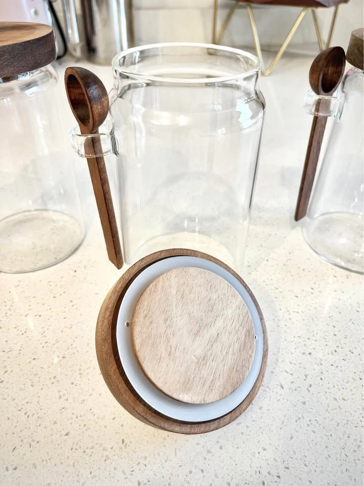 Glass Storage Jar Set with Wooden Lids & Spoons 900 mL (30.4 oz) - photo 4