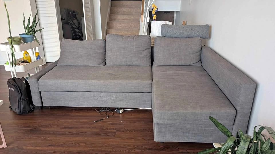 Grey Friheten Sofa Bed with Head Support