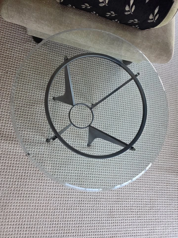 Post-Modern Glass & Iron Side Table – Norman Foster Style | Pris - photo 2