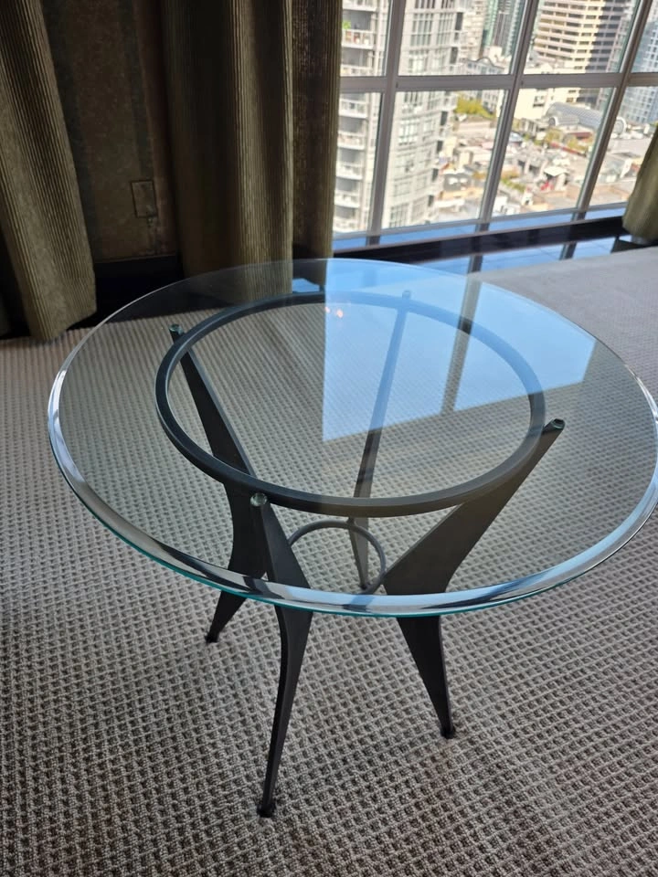 Post-Modern Glass & Iron Side Table – Norman Foster Style | Pris - photo 4