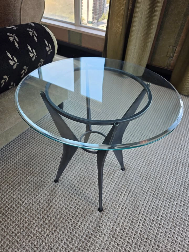 Post-Modern Glass & Iron Side Table – Norman Foster Style | Pris - photo 5
