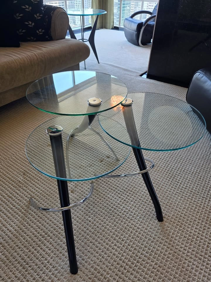 Modern Glass-Top Nesting Coffee Table Set (3-Piece) – Designer S - photo 2