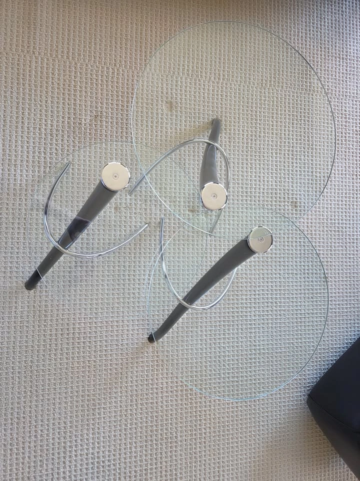 Modern Glass-Top Nesting Coffee Table Set (3-Piece) – Designer S - photo 3