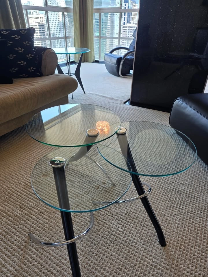 Modern Glass-Top Nesting Coffee Table Set (3-Piece) – Designer S - photo 5