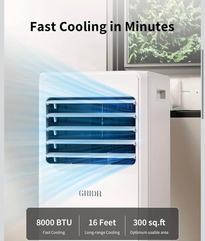 GRIDR Portable AC Unit, 8,000 BTU for Bedroom - photo 3