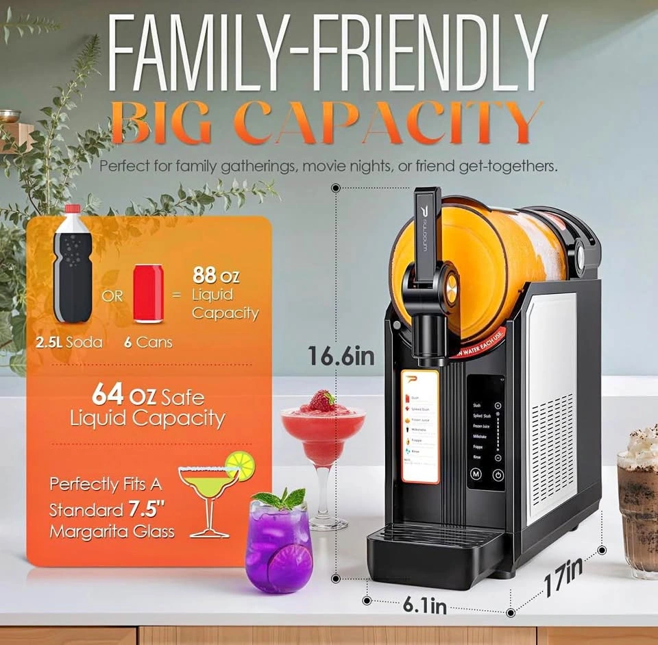 Slushie Machine for Home, 80 oz Slushy Maker with Self-Cleaning