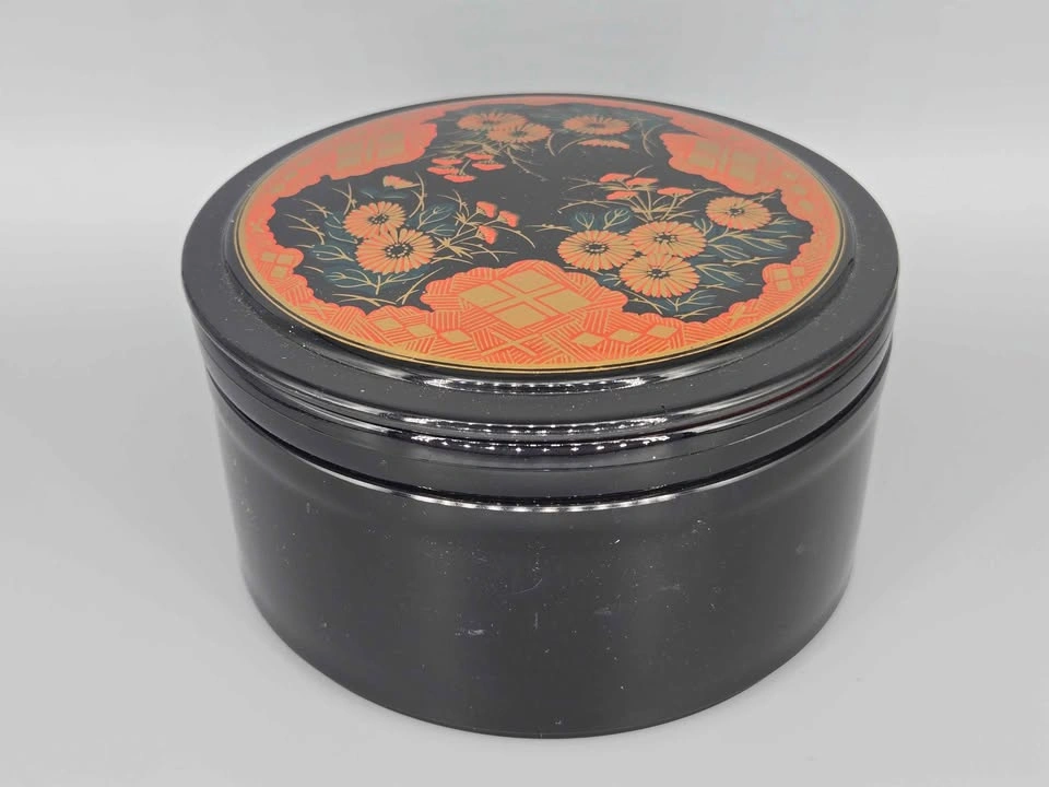 Decorative Black Red Lacquerware Bento Box Floral - photo 3