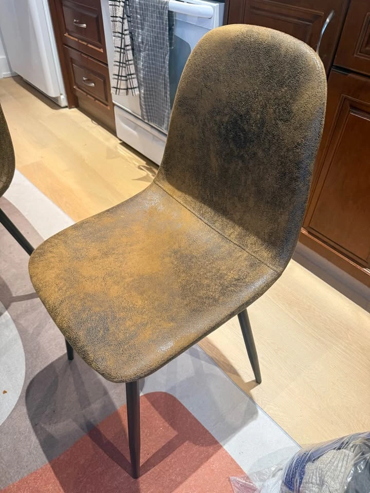 2 Brown Leather Dining Chairs - photo 3