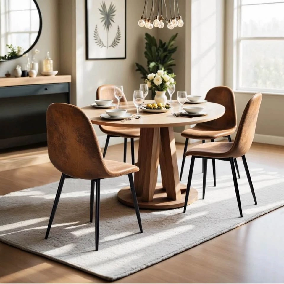 2 Brown Leather Dining Chairs - photo 4