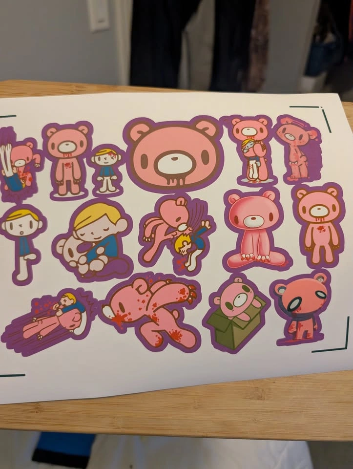 Gloomy Bear Vinyl Decal Sheet - 13 Pink Bear Stickers Pack - photo 2