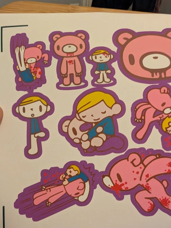 Gloomy Bear Vinyl Decal Sheet - 13 Pink Bear Stickers Pack - photo 3