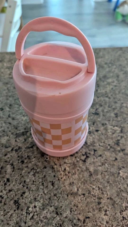 Pink Checkered Vacuum Food Storage Jar